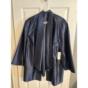 Added Dimensions NWT Catherine's Polished Navy Blue Silver Accents Jacket SZ 2XL